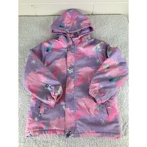 Frozen Purple and Pink Girls Hooded Winter Puffer Jacket Elsa Olaf Size 160 (14)